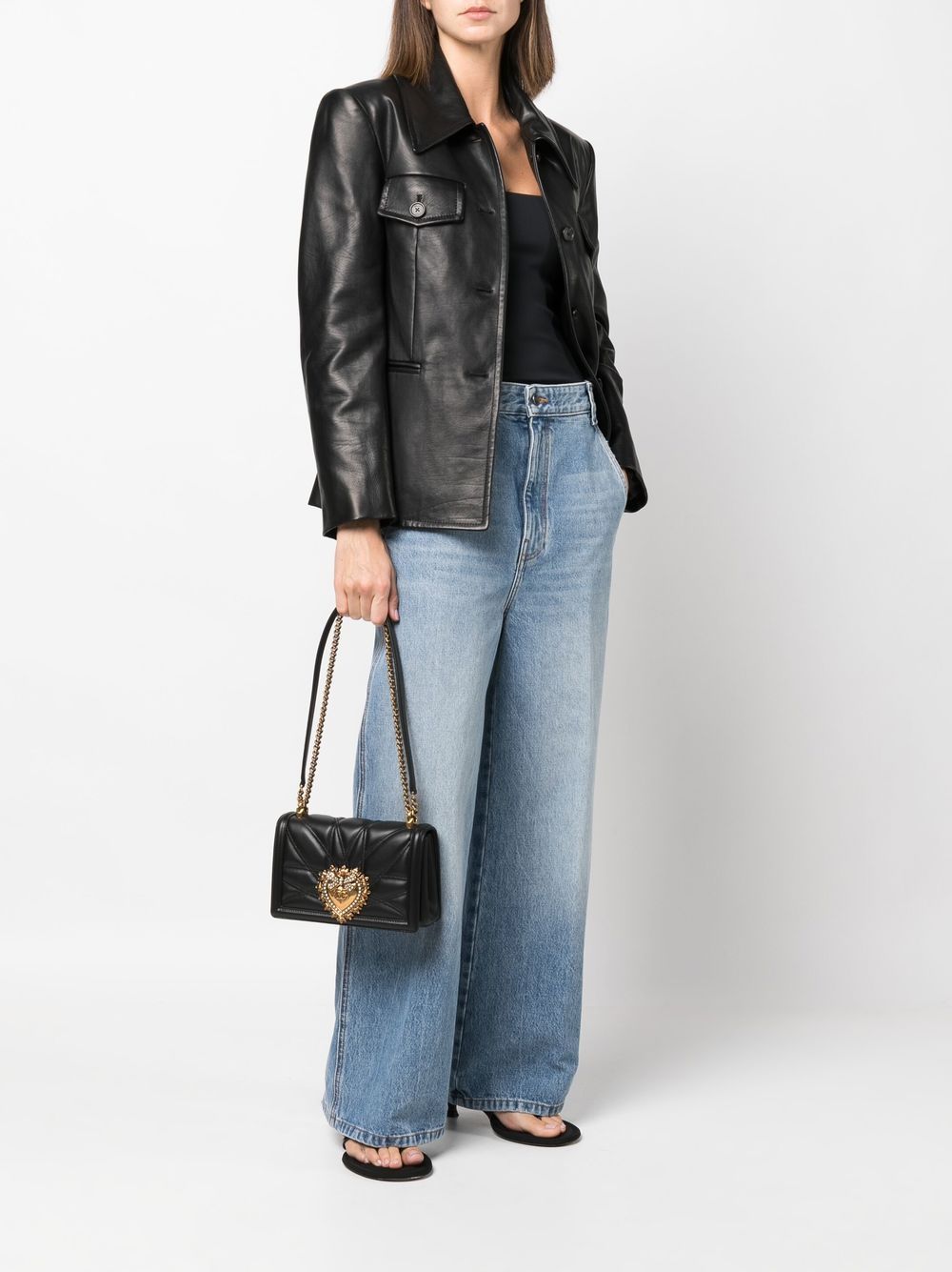 Dolce & Gabbana Medium Devotion Quilted Shoulder Bag Black