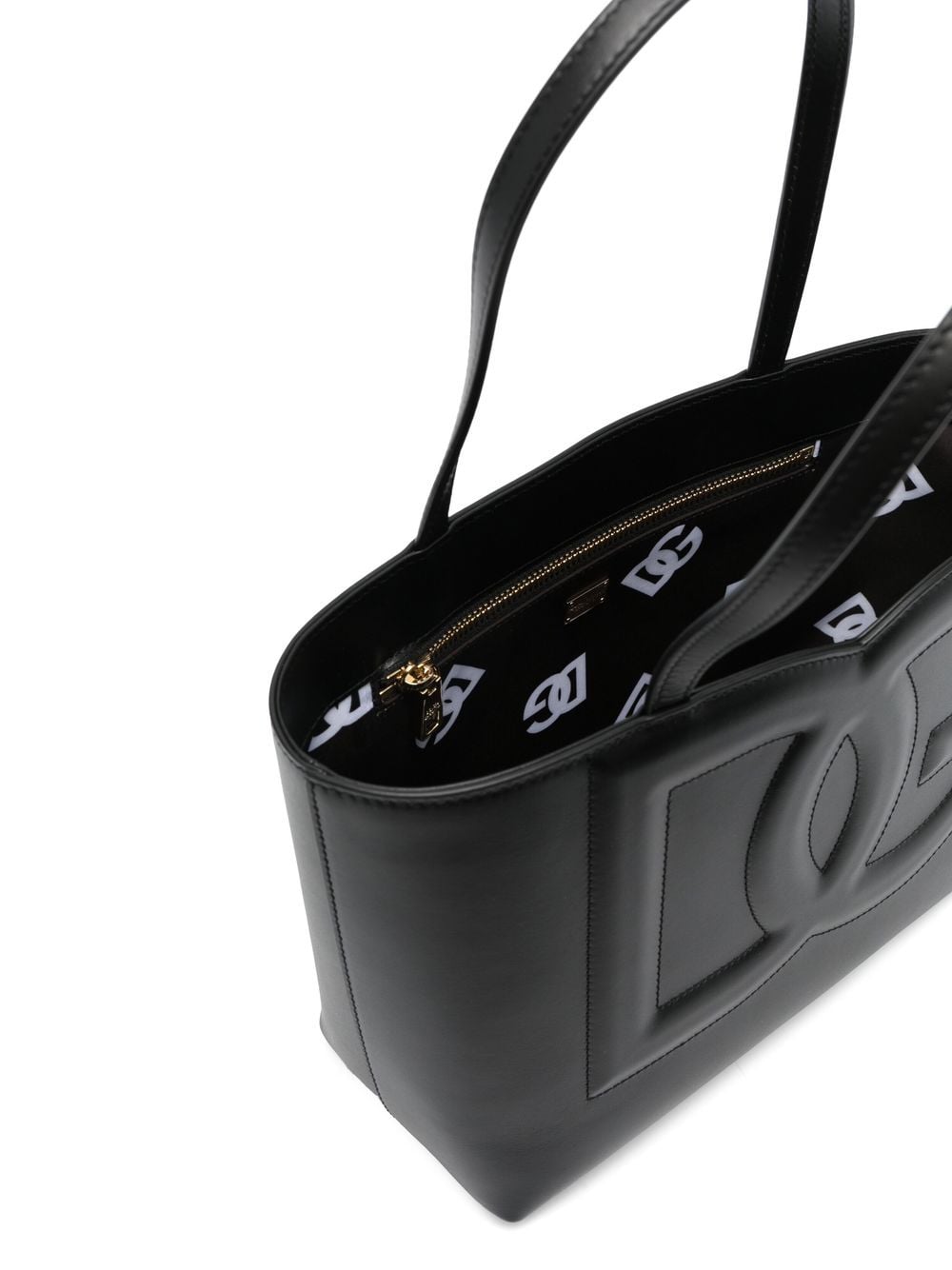 Dolce & Gabbana DG Logo Small Leather Shopping Bag Black
