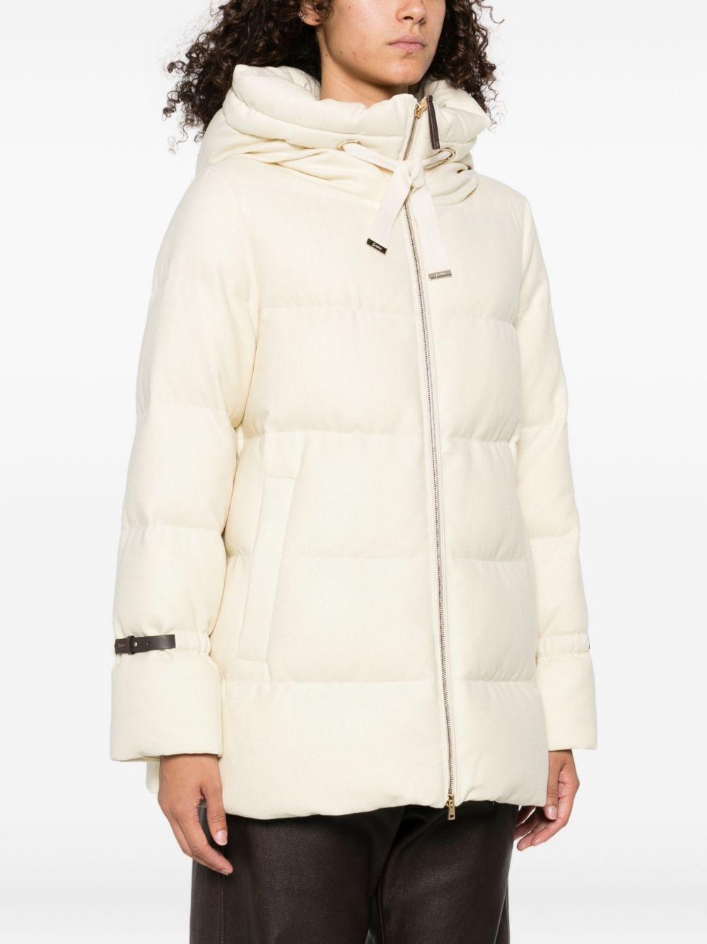Herno Quilted Hooded Wool Down Jacket White White