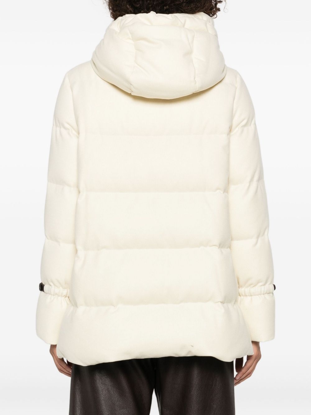 Herno Quilted Hooded Wool Down Jacket White White