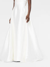 Solace London Bandeau Metallic Sheen Strapless High-Low Gown White