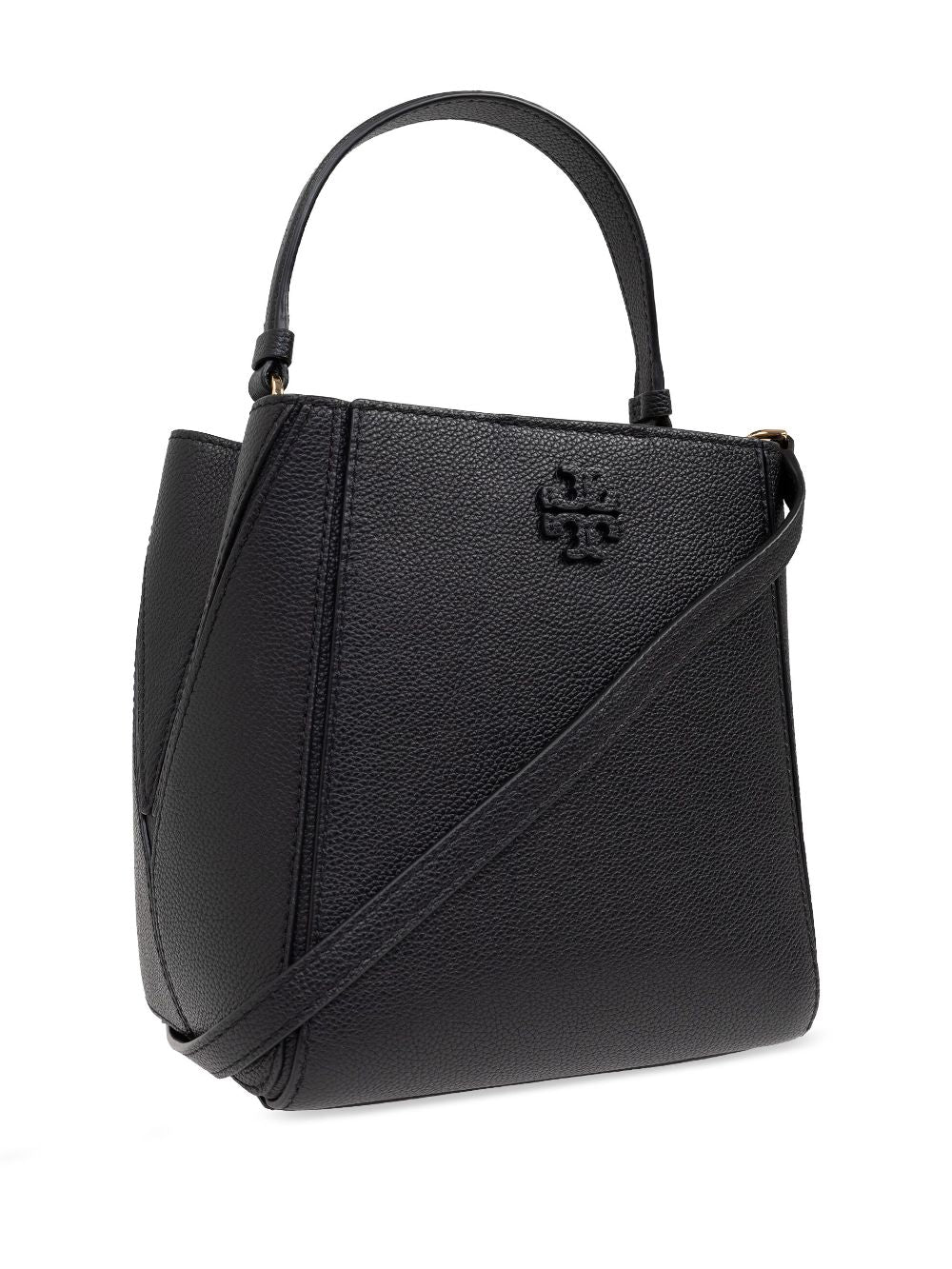 Tory Burch McGraw Small Grained Leather Bucket Bag Black