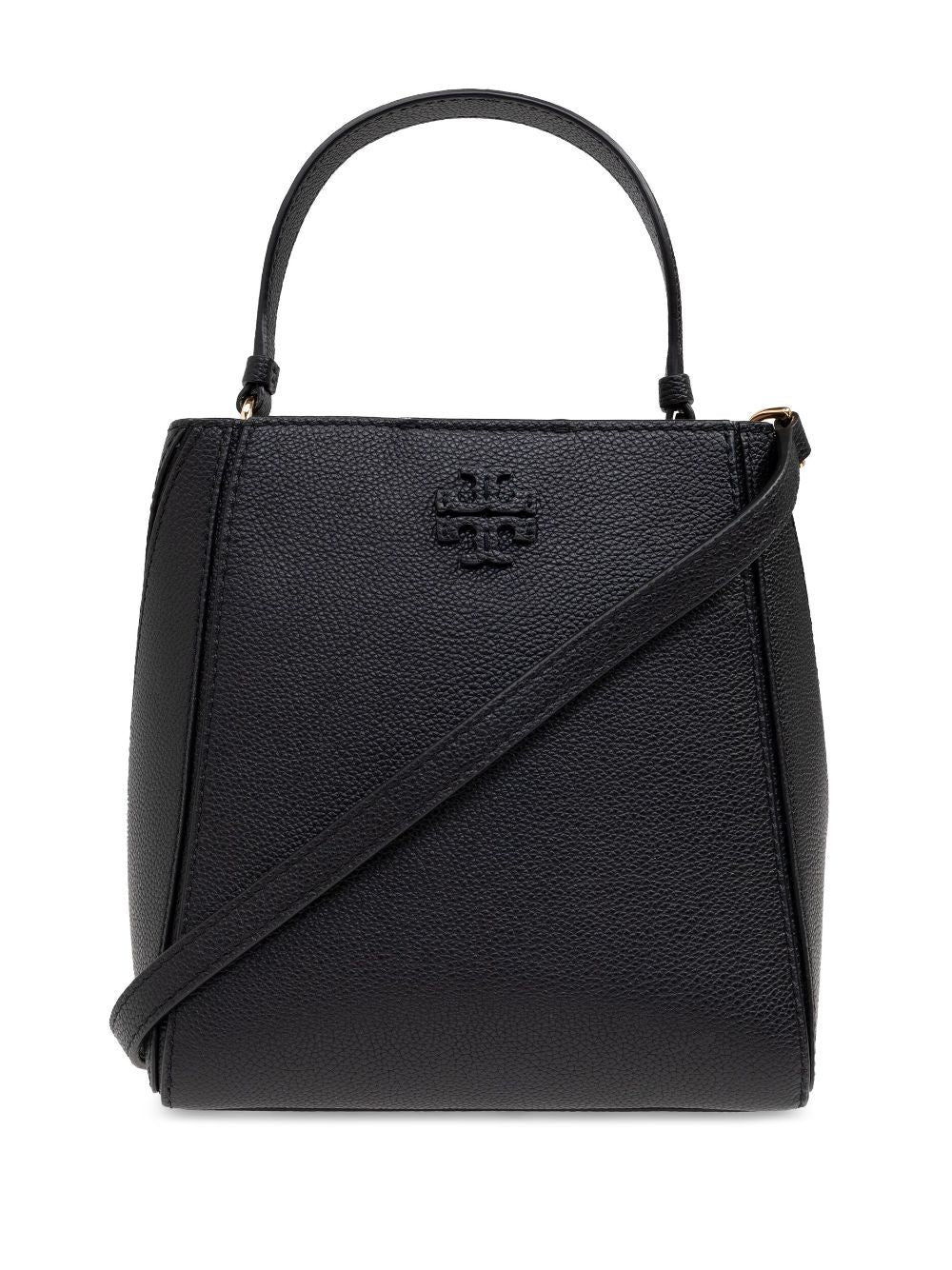 Tory Burch McGraw Small Grained Leather Bucket Bag Black