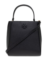 Tory Burch McGraw Small Grained Leather Bucket Bag Black