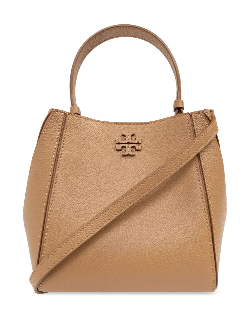 Tory Burch McGraw Small Grained Leather Bucket Bag Light Brown