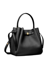 Tory Burch Romy Pebbled Calf Leather Bucket Bag Black