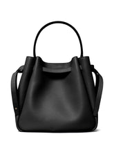 Tory Burch Romy Pebbled Calf Leather Bucket Bag Black