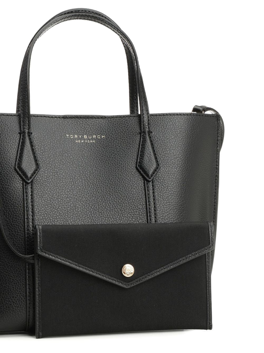 Tory Burch Shopping Perry Small Calf Leather Tote Bag Black