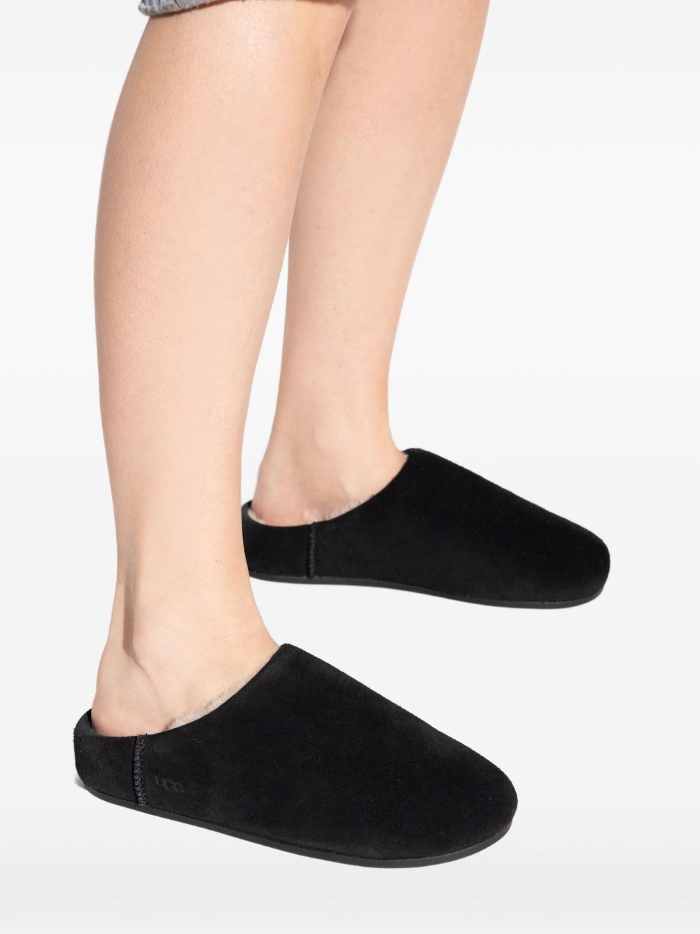 Ugg Australia Elea Sheepskin-Lined Suede Slide Slipper Black black