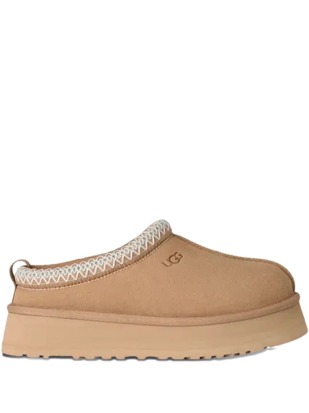 Ugg Australia Shearling-Trimmed Suede Platform Tazz II Slippers Beige