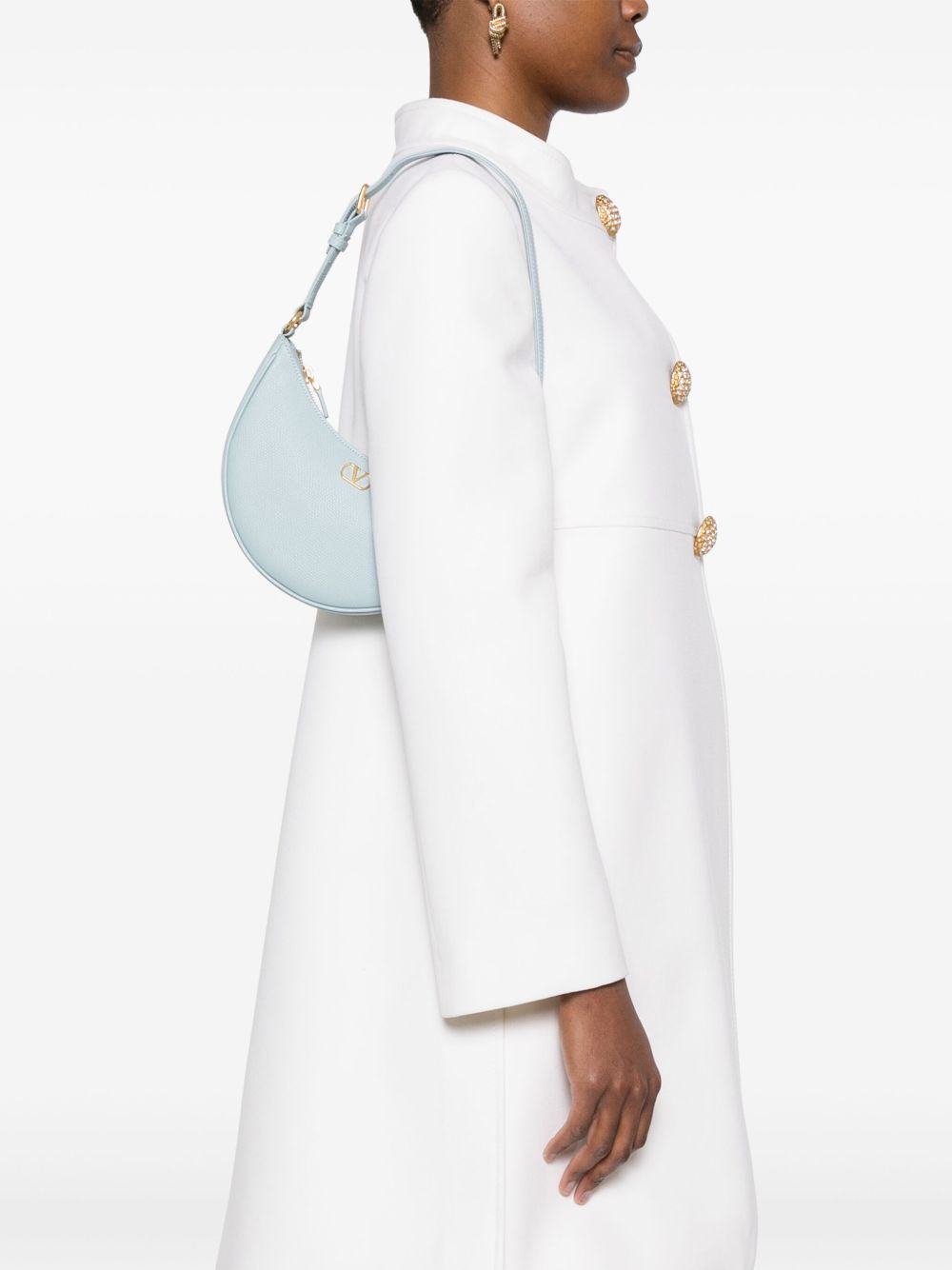 Valentino Garavani VLogo Signature Clear Blue Calf Leather Mini Hobo Bag Clear Blue