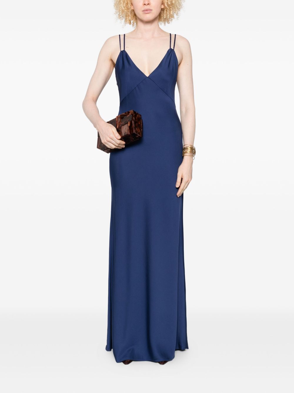 Alice + Olivia Kiro Indigo Blue Spaghetti Strap Maxi Dress Blue