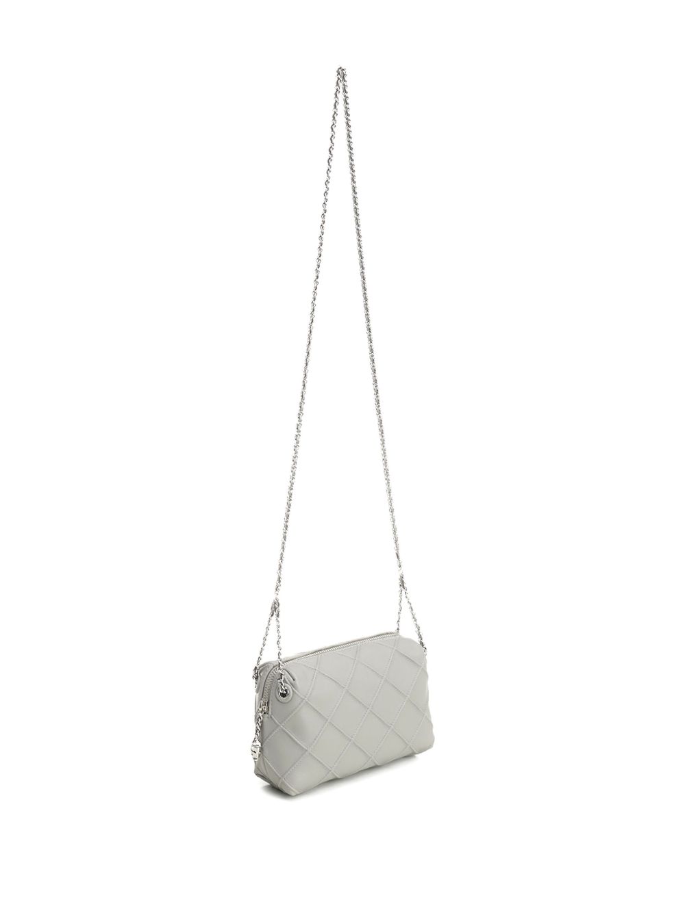 Tory Burch Fleming Diamond-Quilted Nappa Leather Crossbody Bag Light Grey