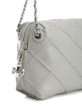 Tory Burch Fleming Diamond-Quilted Nappa Leather Crossbody Bag Light Grey