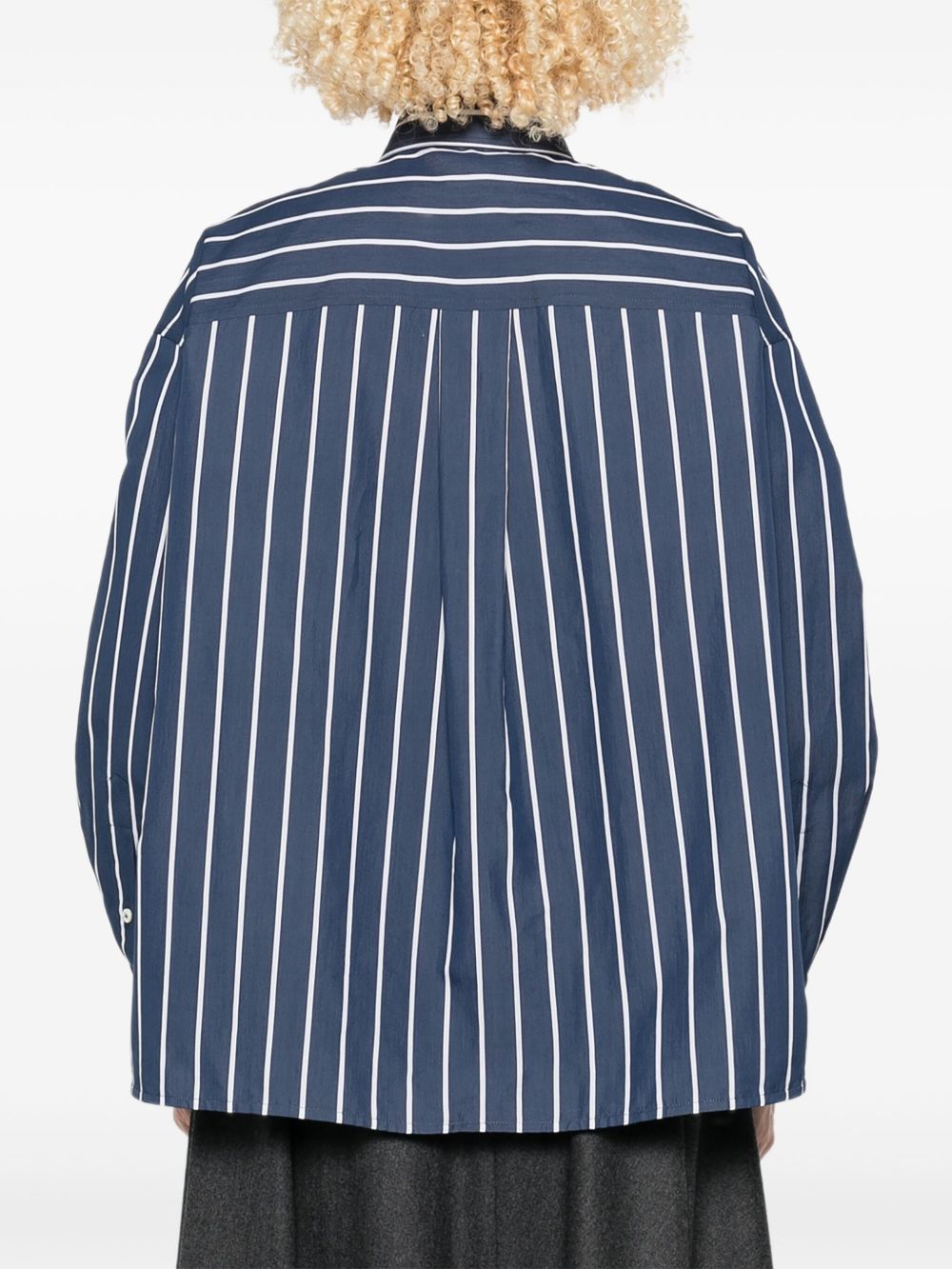 Brunello Cucinelli Striped Cotton and Silk Long-Sleeve Shirt Blue blue