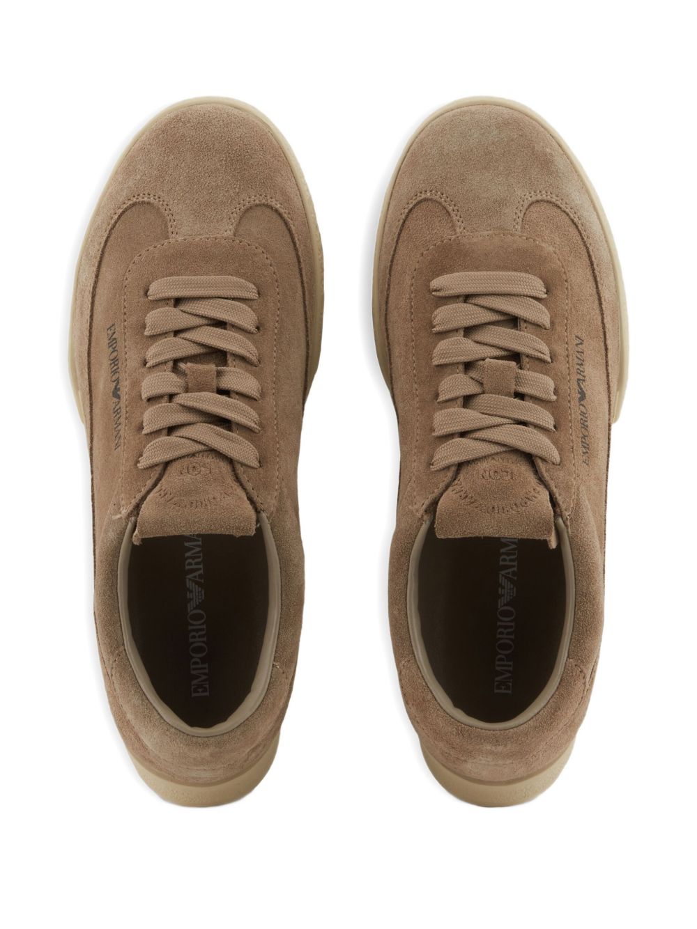 Emporio Armani Low-Top Suede Sneakers in Brown Brown