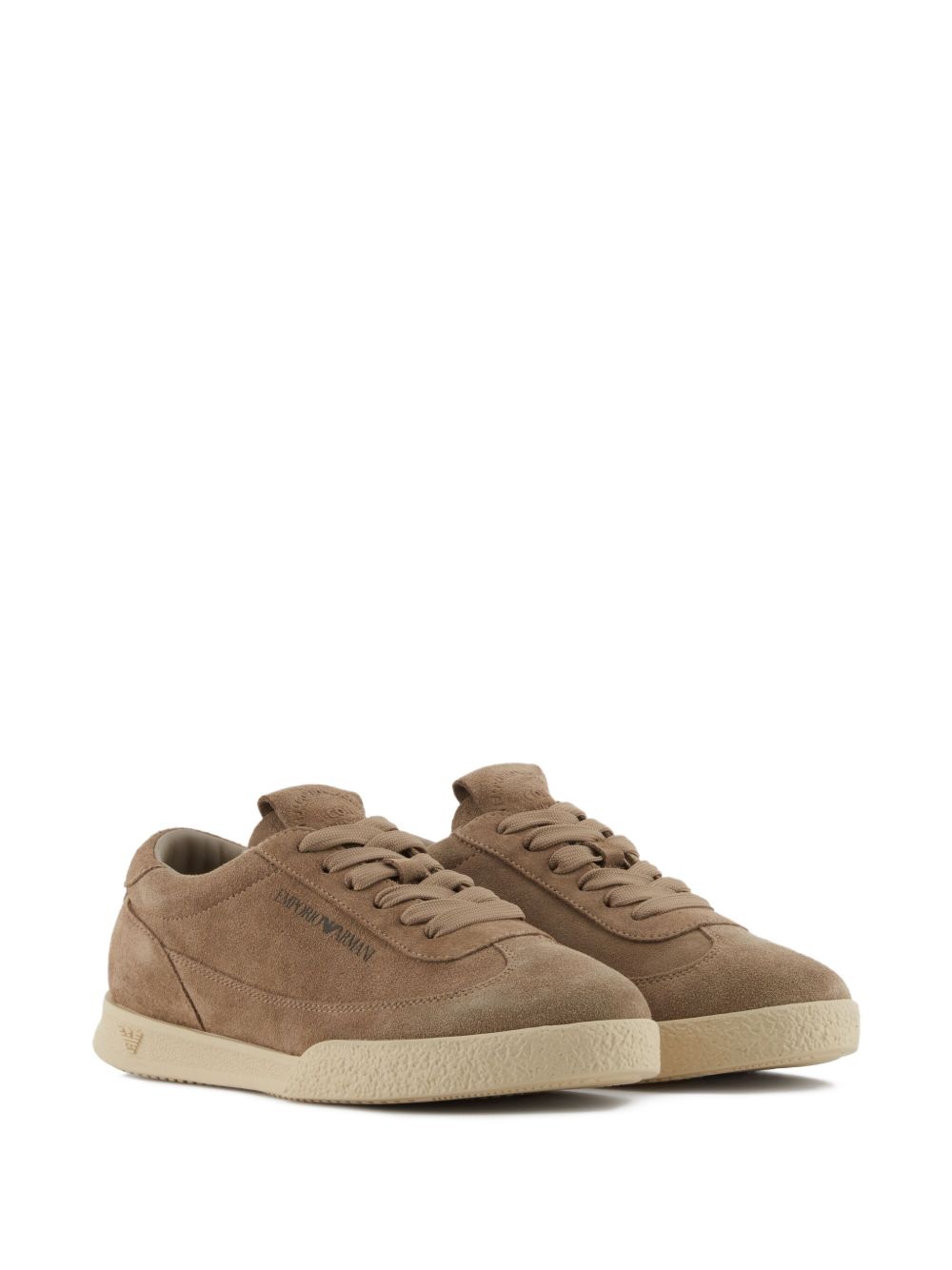 Emporio Armani Low-Top Suede Sneakers in Brown Brown