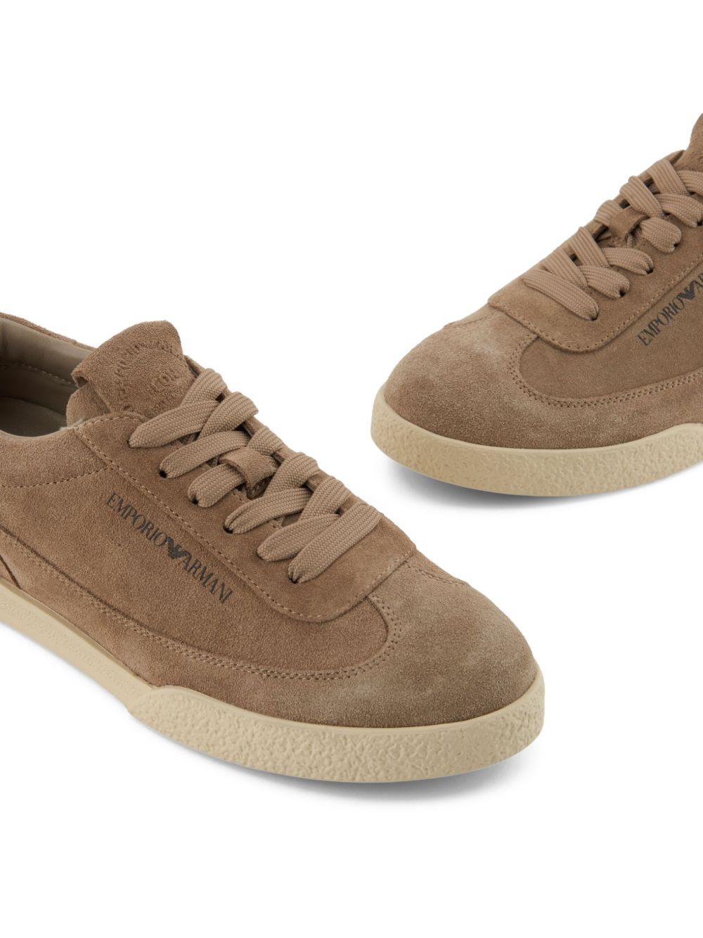 Emporio Armani Low-Top Suede Sneakers in Brown Brown