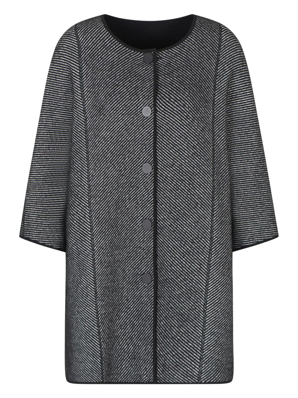 Emporio Armani Double-Faced Virgin Wool Cape Midi Coat in Black
