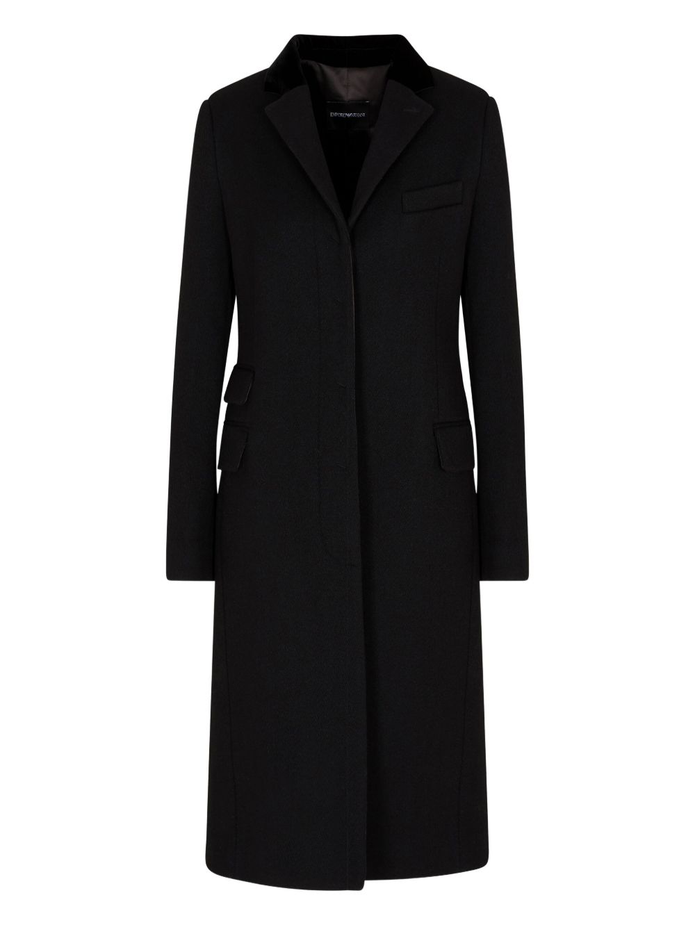Emporio Armani Single-Breasted Wool Coat Black black