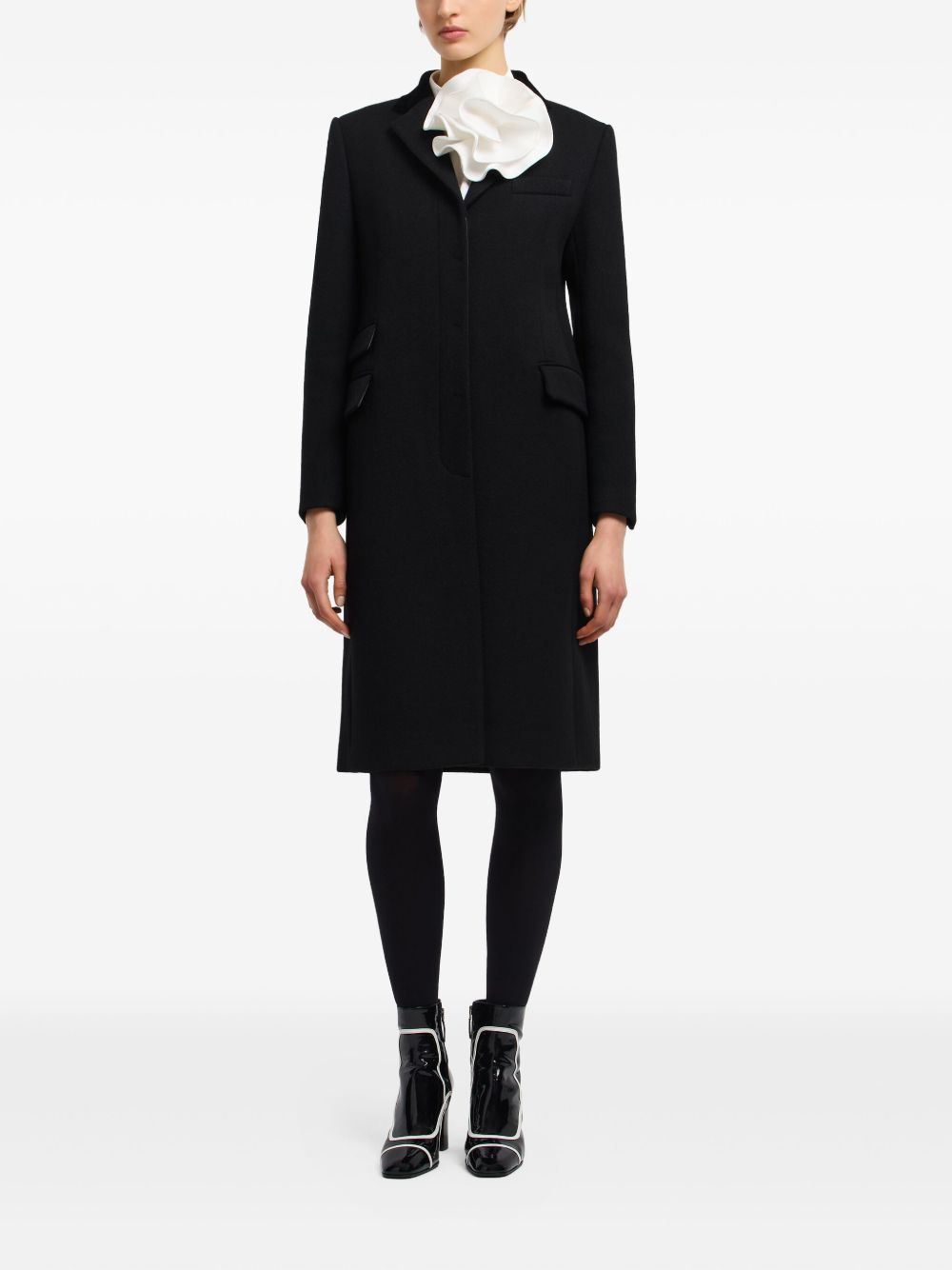 Emporio Armani Single-Breasted Wool Coat Black black