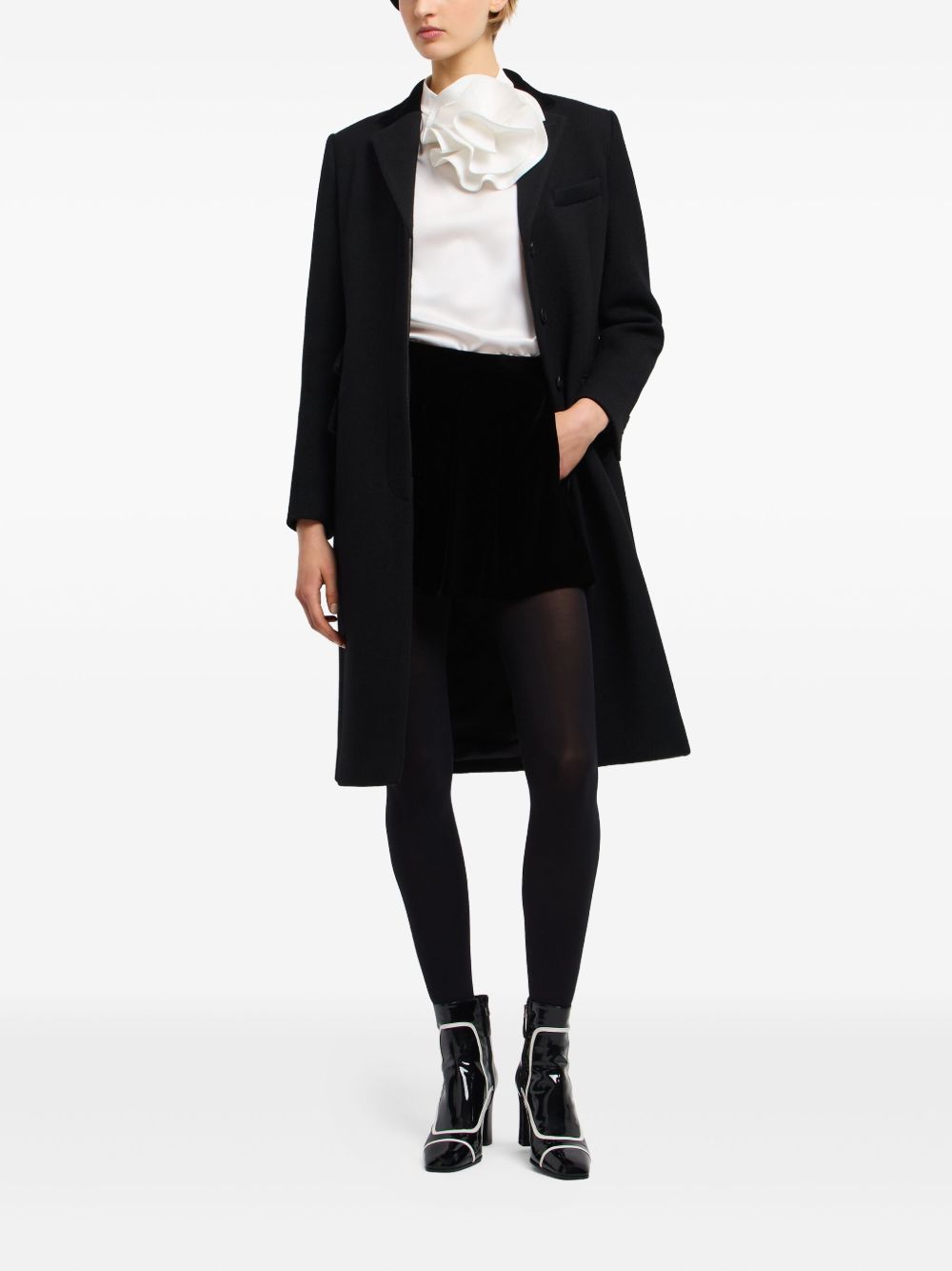 Emporio Armani Single-Breasted Wool Coat Black black