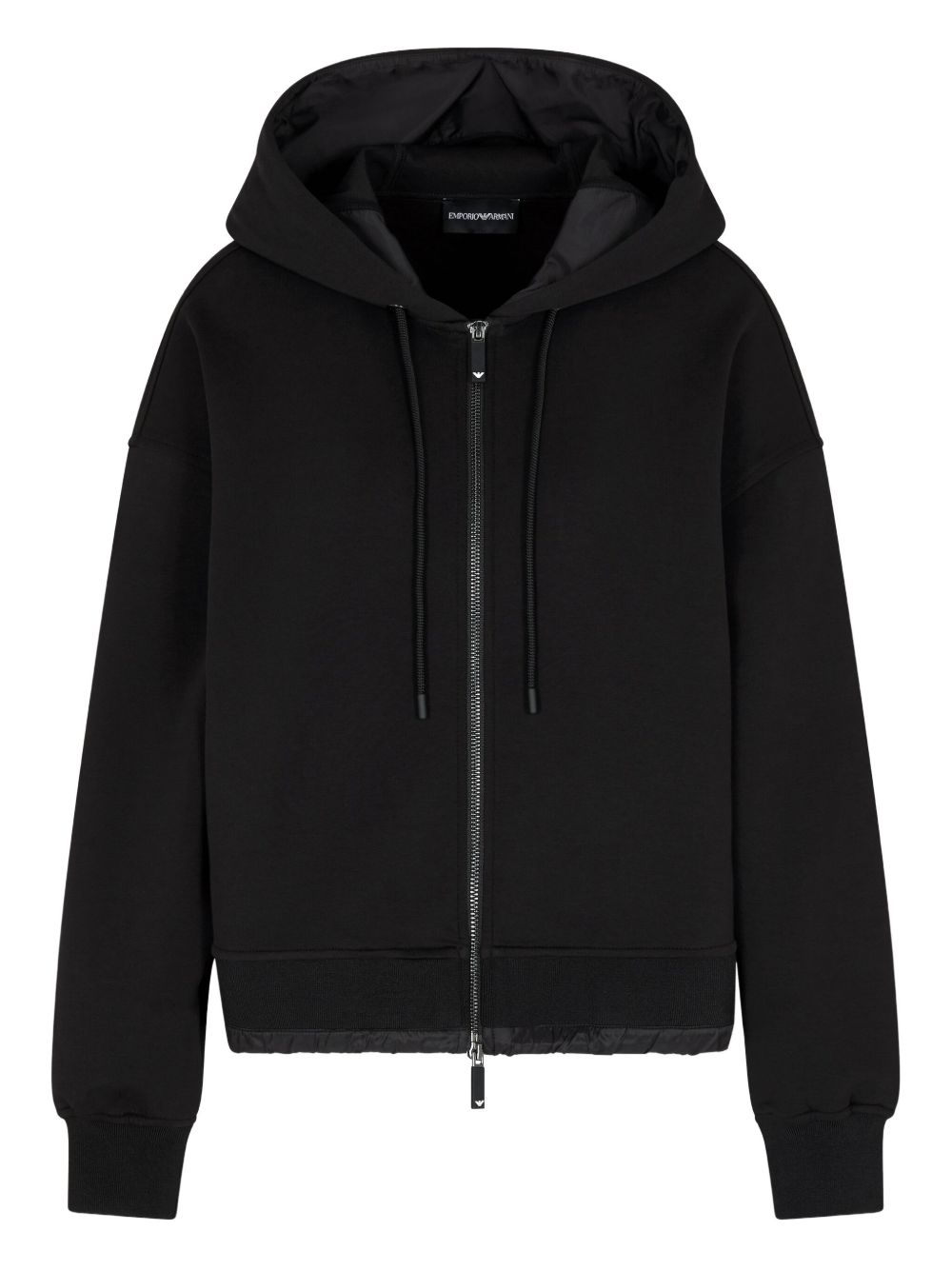 Emporio Armani Quilted Cotton Hooded Blouson Jacket Black