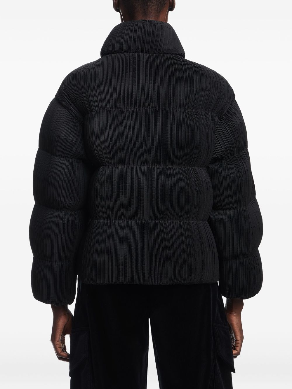Emporio Armani Short Pleated Puffer Down Jacket Black