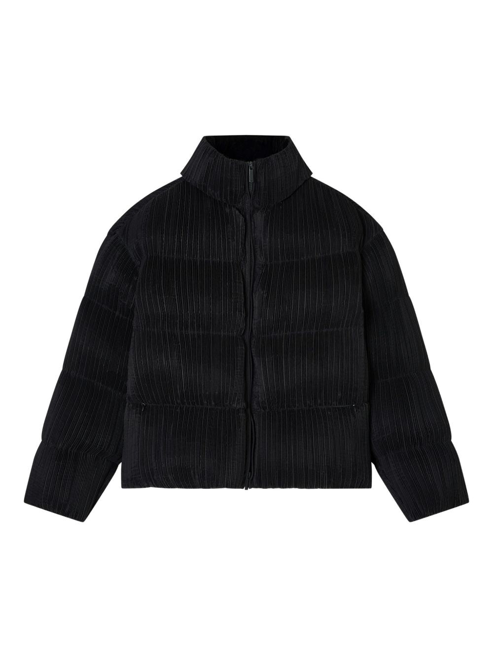 Emporio Armani Short Pleated Puffer Down Jacket Black