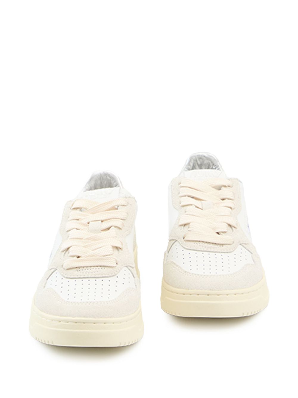 Autry Medialist Low Light Grey Leather & Suede Sneakers Light Grey