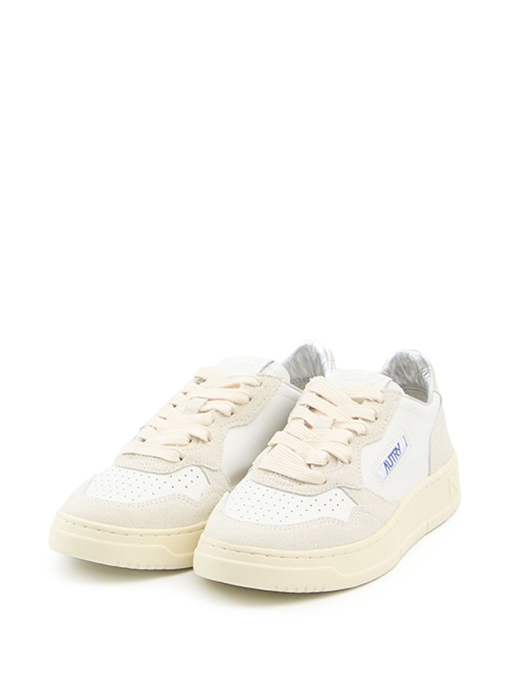 Autry Medialist Low Light Grey Leather & Suede Sneakers Light Grey