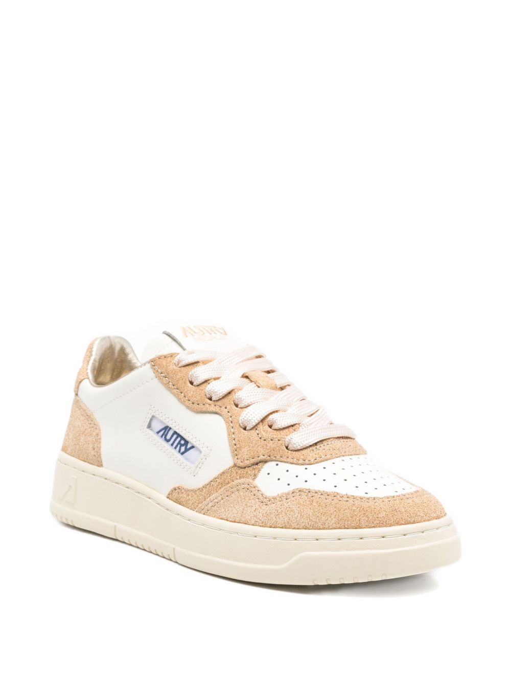 Autry Medialist Low Light Brown Leather and Suede Sneakers light brown