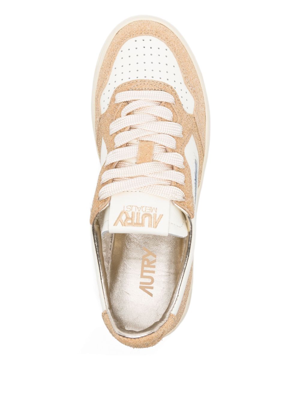 Autry Medialist Low Light Brown Leather and Suede Sneakers light brown