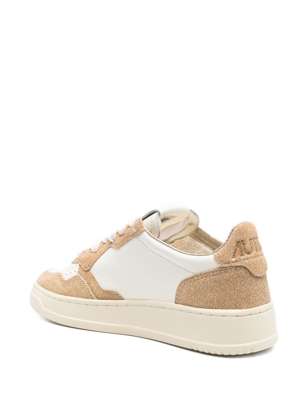 Autry Medialist Low Light Brown Leather and Suede Sneakers light brown