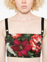 Dolce & Gabbana Floral-Print Straight-Neckline Top Black Black