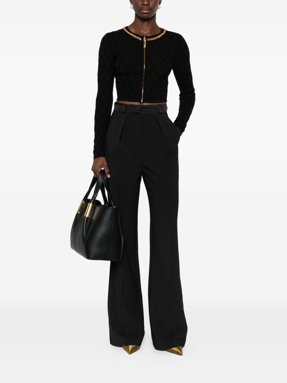 Elisabetta Franchi High-Waisted Flared Trousers Black