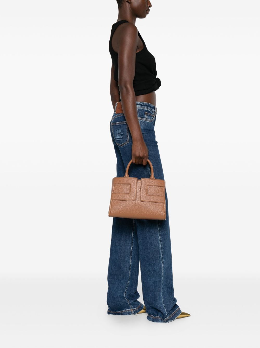 Elisabetta Franchi Panelled Rectangular Tote Bag in Brown