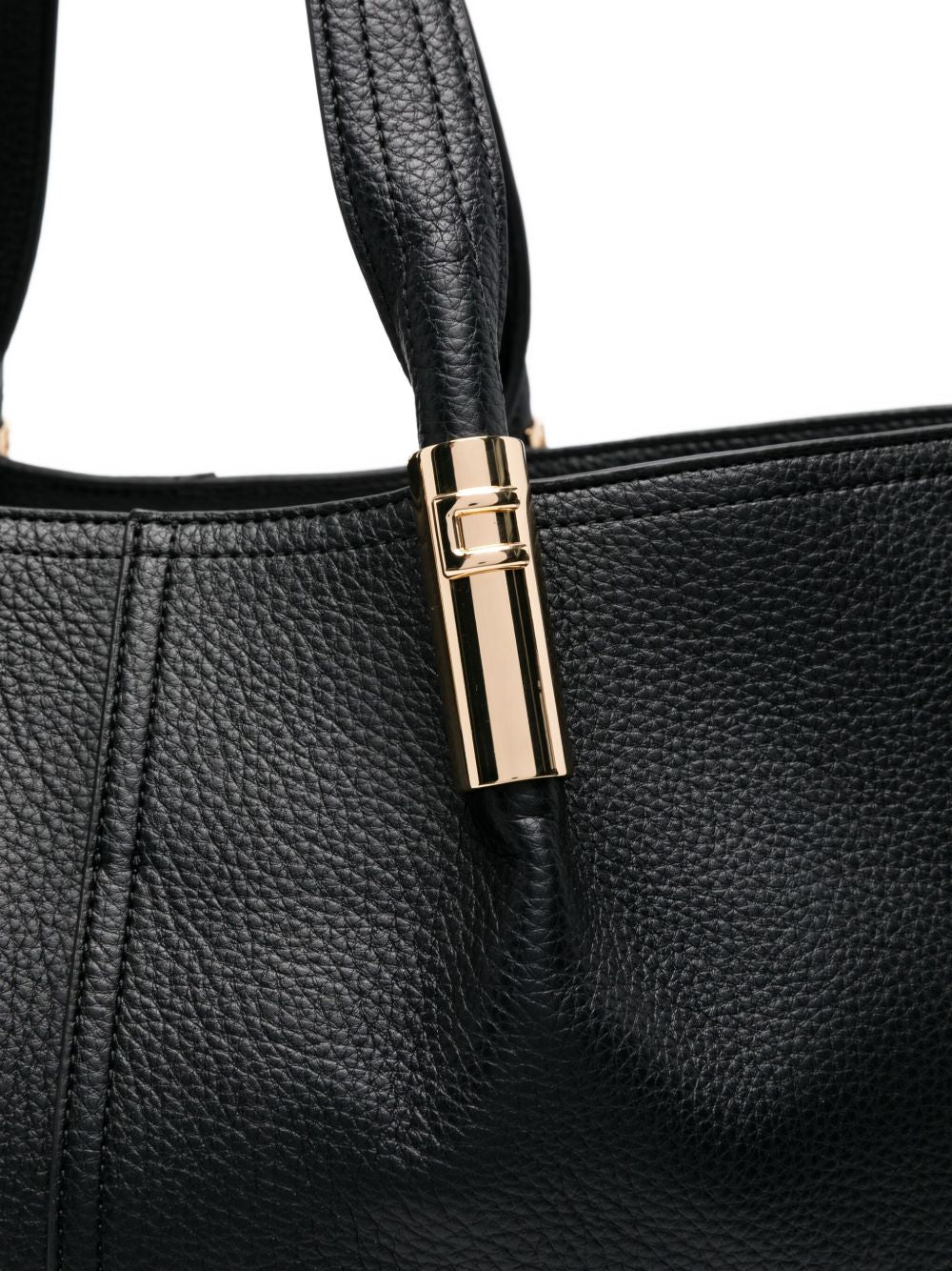 Elisabetta Franchi Large Black Tote Bag with Gold-Tone Logo Details Black