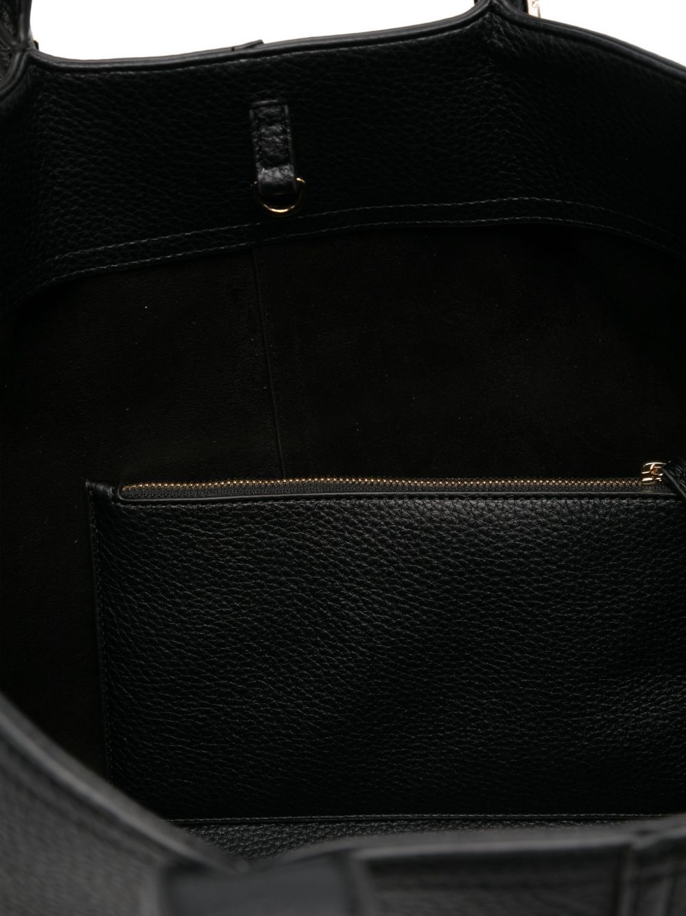 Elisabetta Franchi Large Black Tote Bag with Gold-Tone Logo Details Black