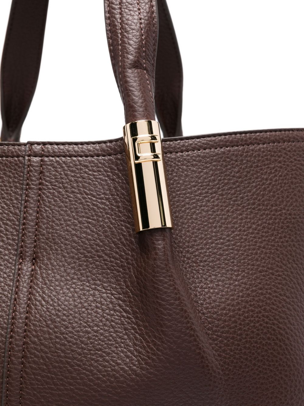 Elisabetta Franchi Large Structured Tote with Logo, Brown Brown