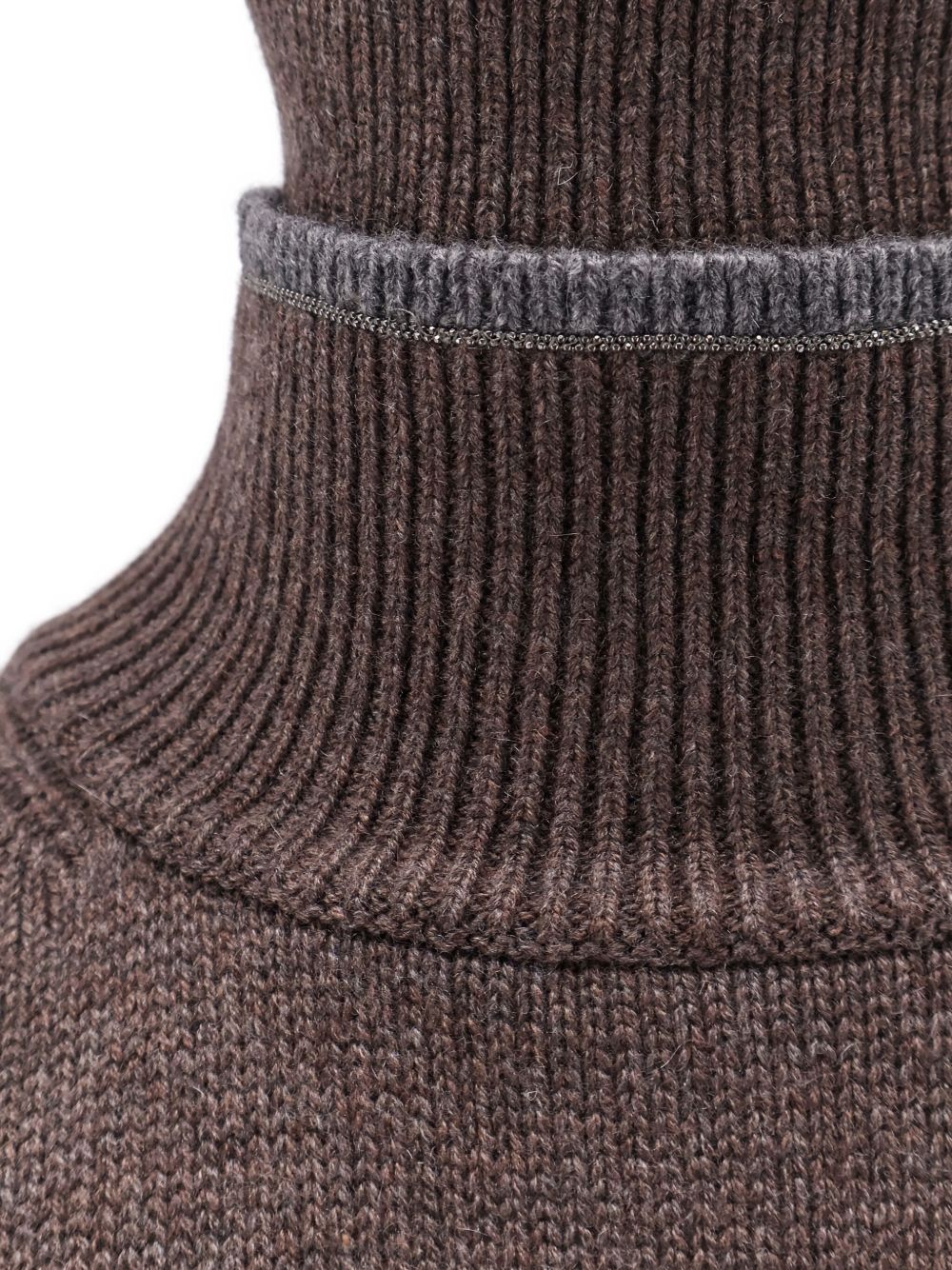 Brunello Cucinelli Cashmere Silk & Nylon Turtleneck Sweater Brown brown