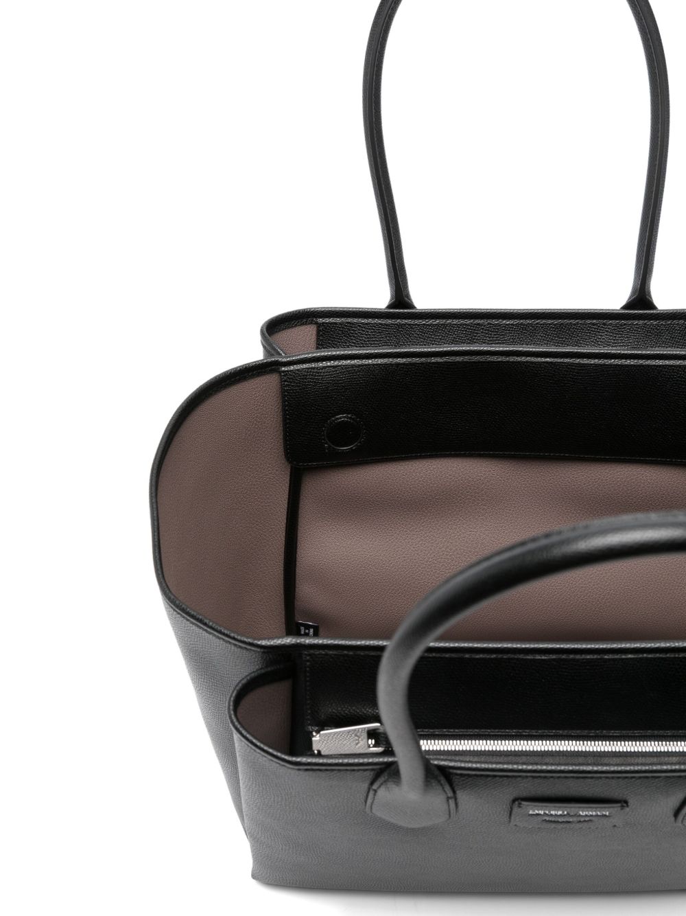 Emporio Armani Large Palmellato-Finish Shopper Bag Black