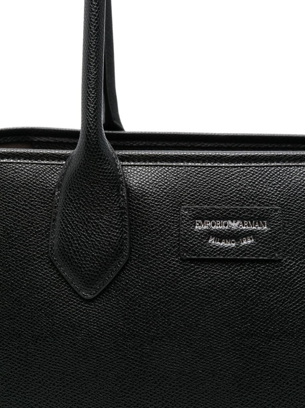 Emporio Armani Large Palmellato-Finish Shopper Bag Black