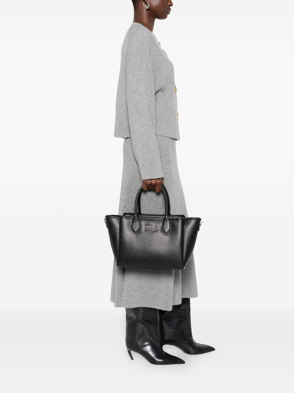 Emporio Armani Medium Palmellato Shopper Bag Black