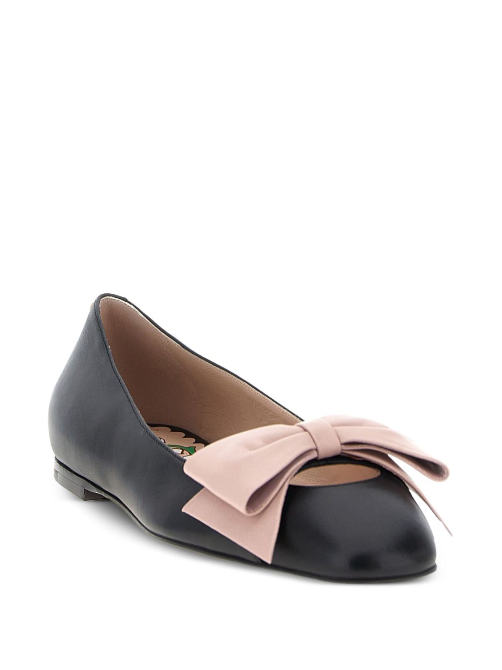 Valentino Garavani Bowow Bow-Detail Leather Ballet Flats Black