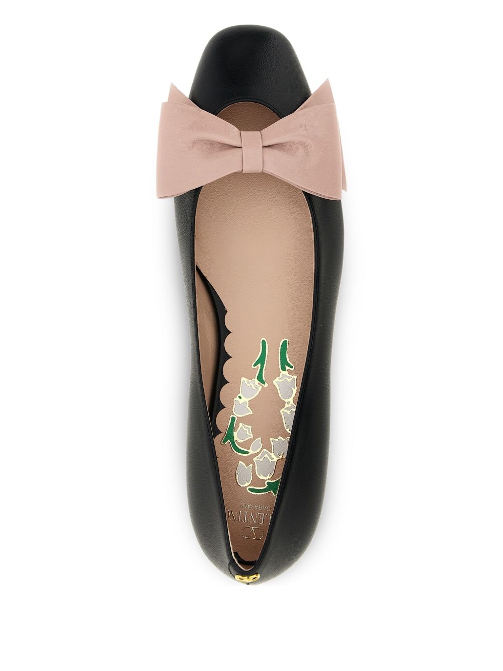 Valentino Garavani Bowow Bow-Detail Leather Ballet Flats Black