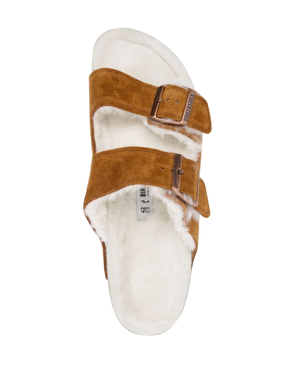 Birkenstock Arizona Shearling Suede Sandals Leather Brown