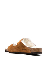 Birkenstock Arizona Shearling Suede Sandals Leather Brown