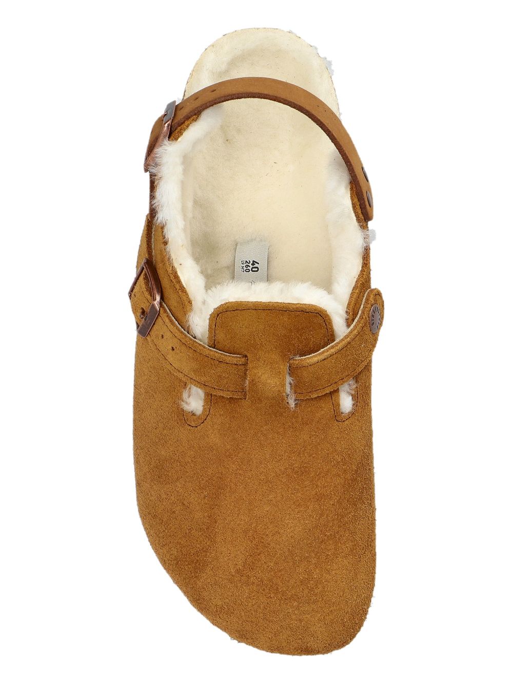 Birkenstock Tokio Shearling Suede Slingback Slippers Leather Brown