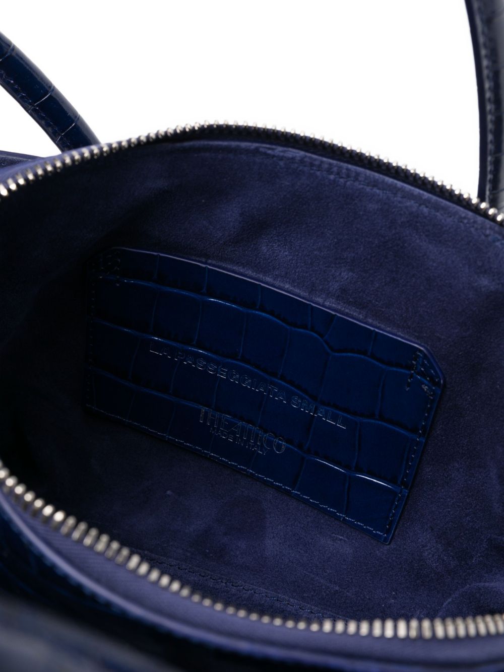 The Attico La Passeggiata Small Crocodile-Effect Blue Leather Shoulder Bag Blue